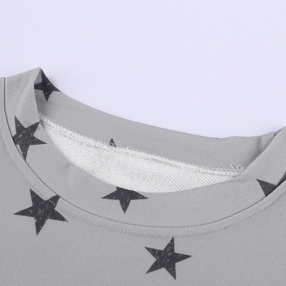 STAR PRINT GRAY ROUND NECK LONG SLEEVE - Picture 13 of 14